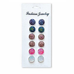 New Fashion Silver Color Earrings for Women Artificial Druzy Simple Stud Earring Bohemia Jewelry Pendientes Mujer Earrings Set