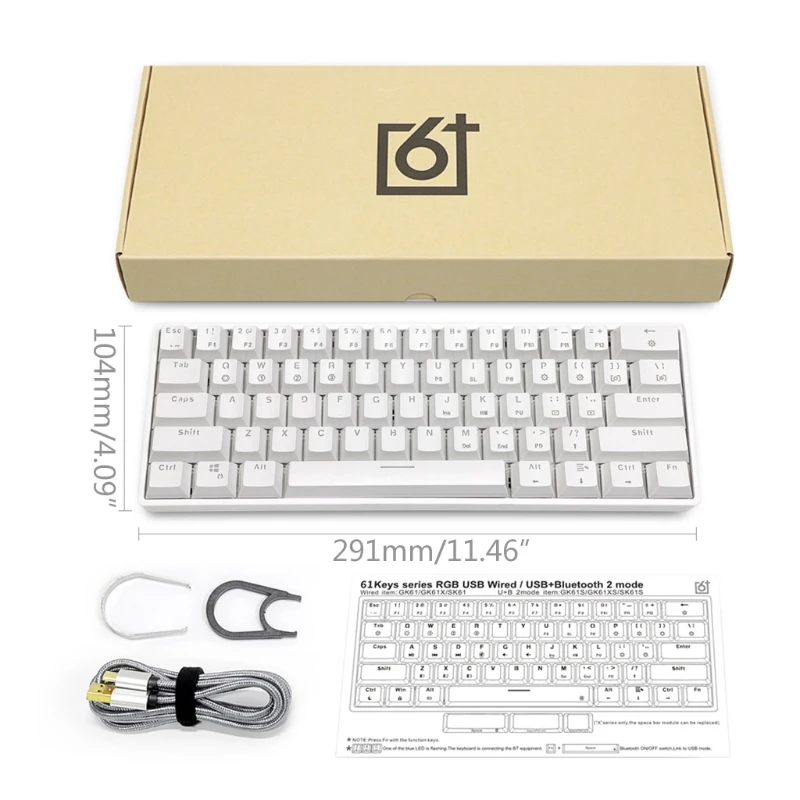 SK61 Gk61 Portable 60% Mechanical Keyboard Gateron optical Switches Backlit Hot Swappable Wired Gaming Keyboard For PC