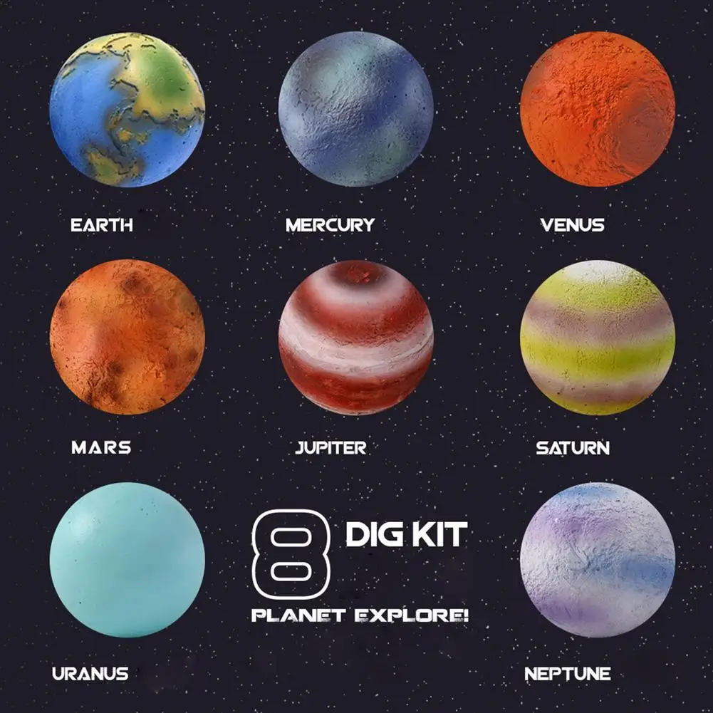 Gem Dig Kit Children\'s Science To Explore The Eight Planets Of The Solar System Treasure Excavation Set Gem Stone Dig Toy