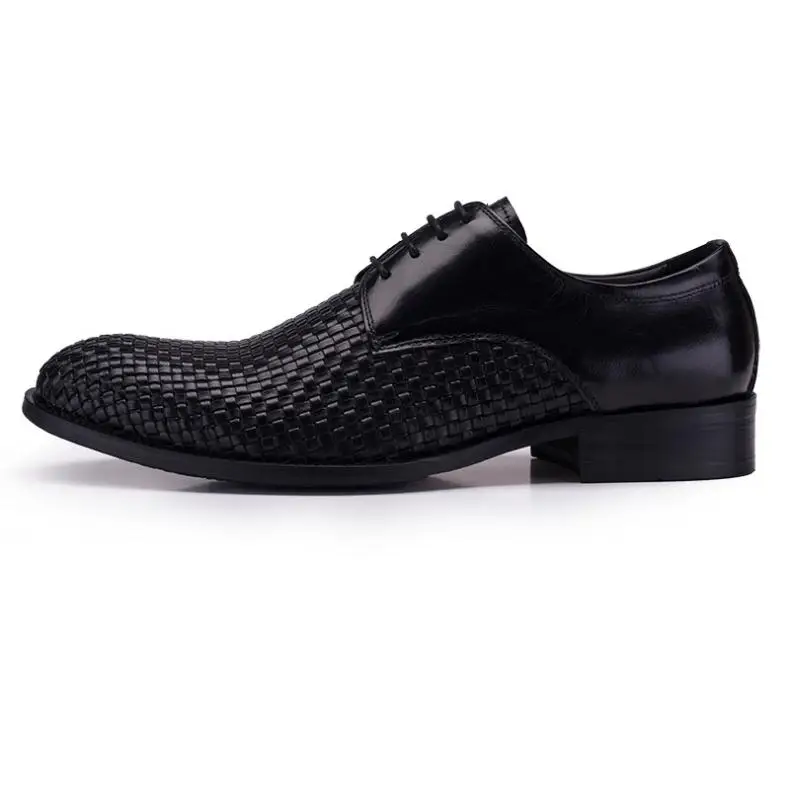 Summer Weave Cow Leather Wedding Dress Men Shoes Trendy Round-Toe Business Casual Shoes Mens Career Office Work Shoes Size 38-44