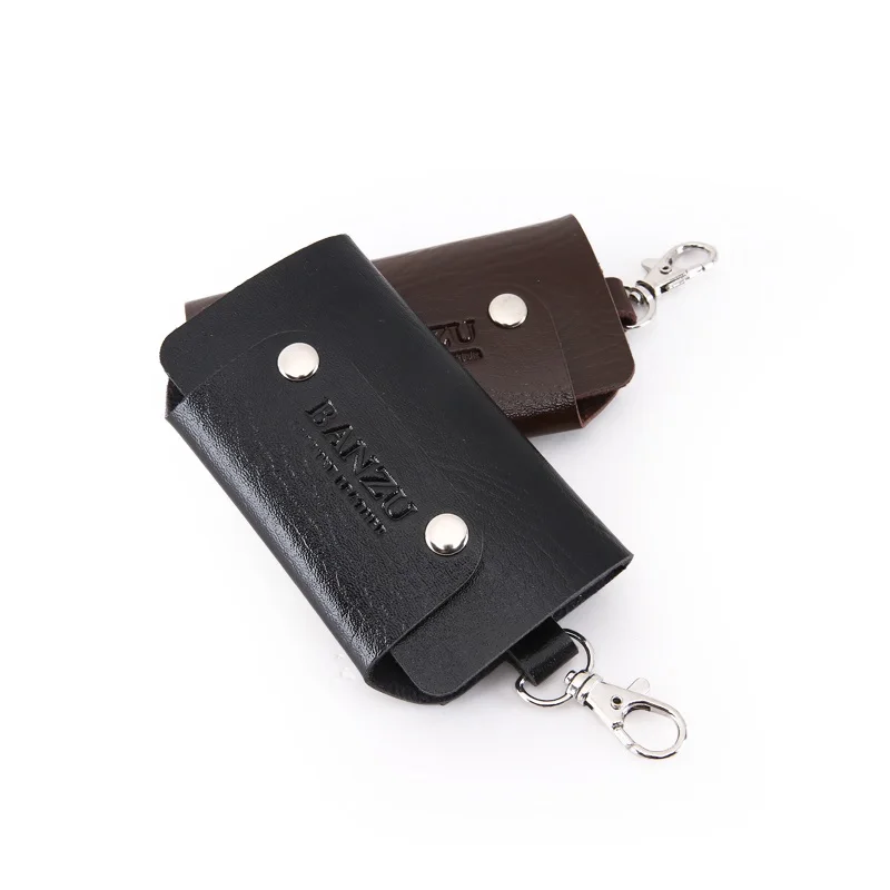 1pcs Casual Portable PU Leather Keychain Men Women Key Holder Organizer Pouch Car Key Wallet Housekeeper Key Case Mini Card Bag.