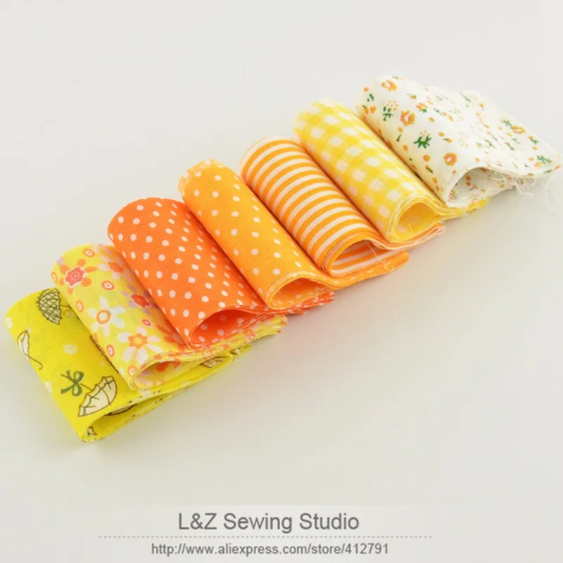 Booksew 7 pz/lotto Jelly Roll tessuto strisce giallo set per Patchwork artigianato 100% cotone 5cm x 100cm Quilting Bundle fai da te Tildas