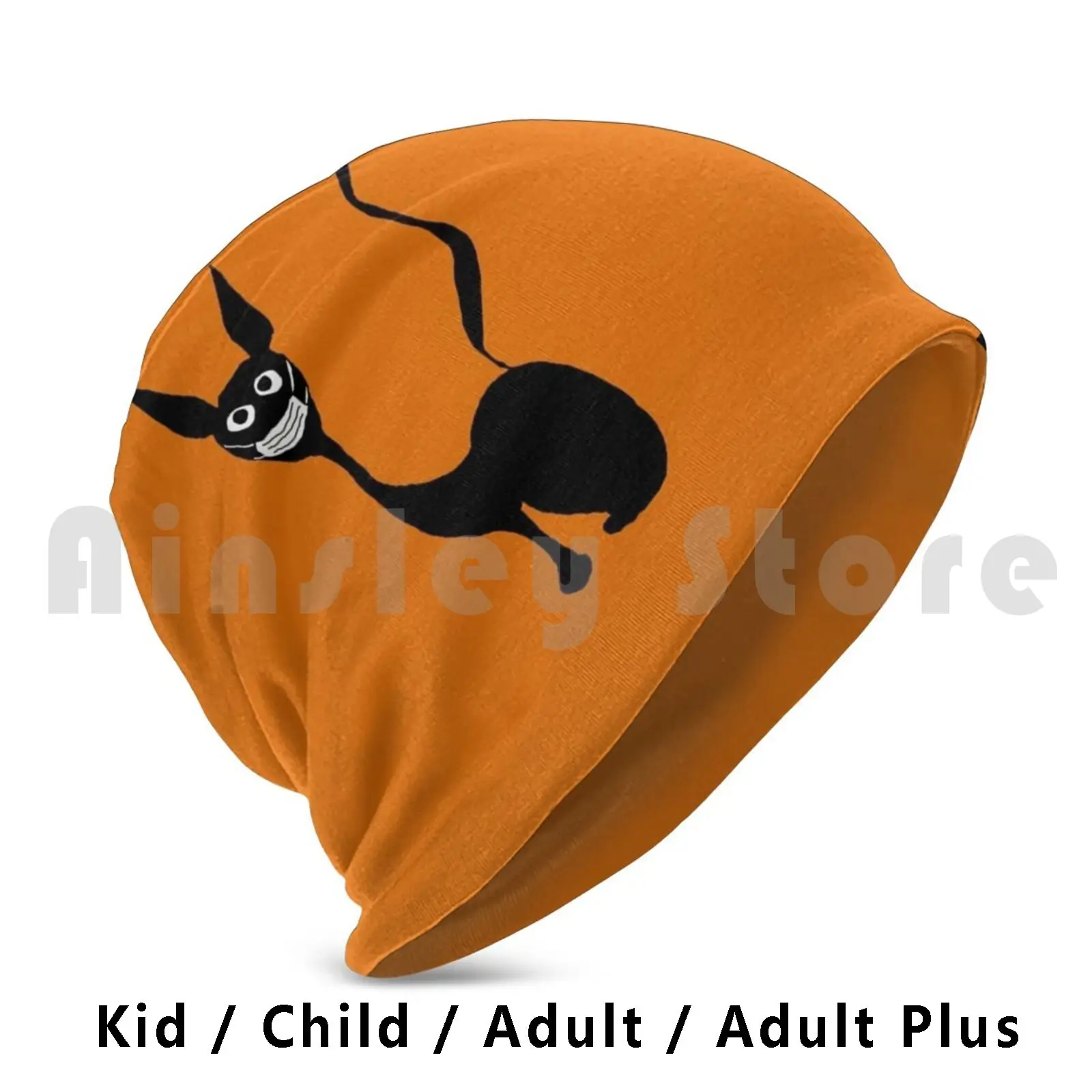 Weird Cat With Orange Background Hat Hat Black Halloweentee Animal Bat Cat Cute