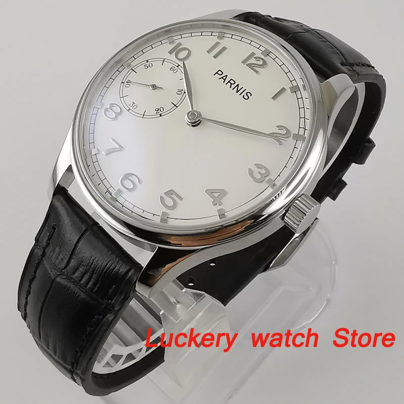 Parnis 44mm Manual mechanical watch 17 jewels 6497 hand winding movement