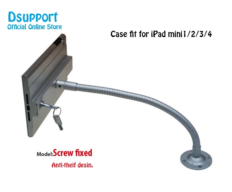 Apto para samsung galaxy tab a7 8.7 polegada flexível gooseneck suporte de montagem na parede segurança seguro bloqueado braço caixa metal