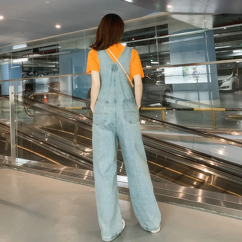 Denim Women Overalls High Waist 2020 Spring Summer Casual Straight Jeans With Pockets Jumpsuits and Rompers for women