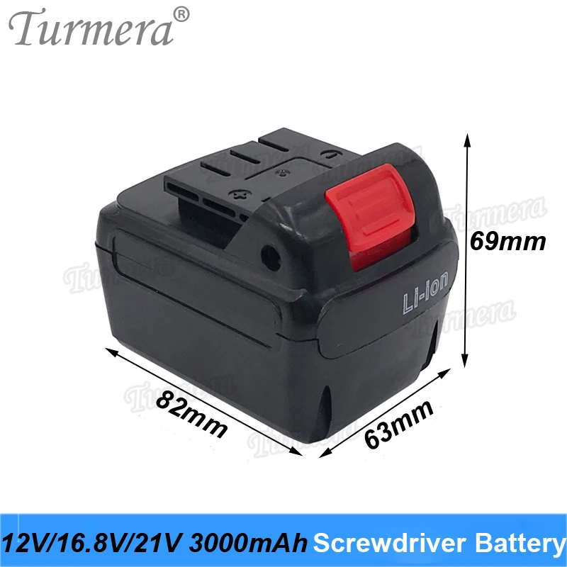 Turmera-Batería de destornillador inalámbrico, taladro eléctrico de 12V, 16,8 V, 21V, 3000mAh, cargador para herramientas eléctricas