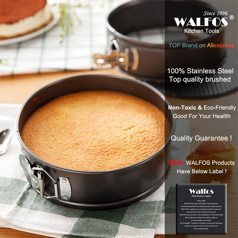 WALFOS 18/22/24CM Removable Bottom Non-Stick Metal Cake Baking Tray Cake Pan Bakeware Carbon Steel Cake Mold Kitchen Accessories