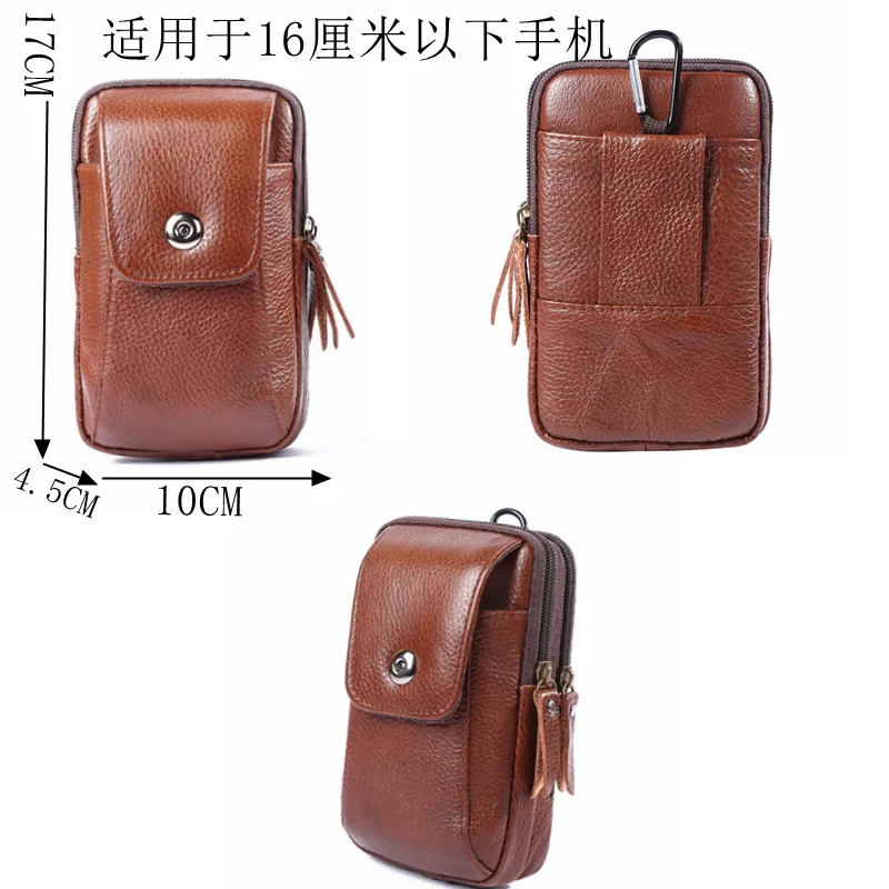 새로운 5.5 인치 7.2 인치 정품 가죽 휴대 전화 포켓 벨트, 수평 및 수직 야외 스포츠 동전 지갑 남성용