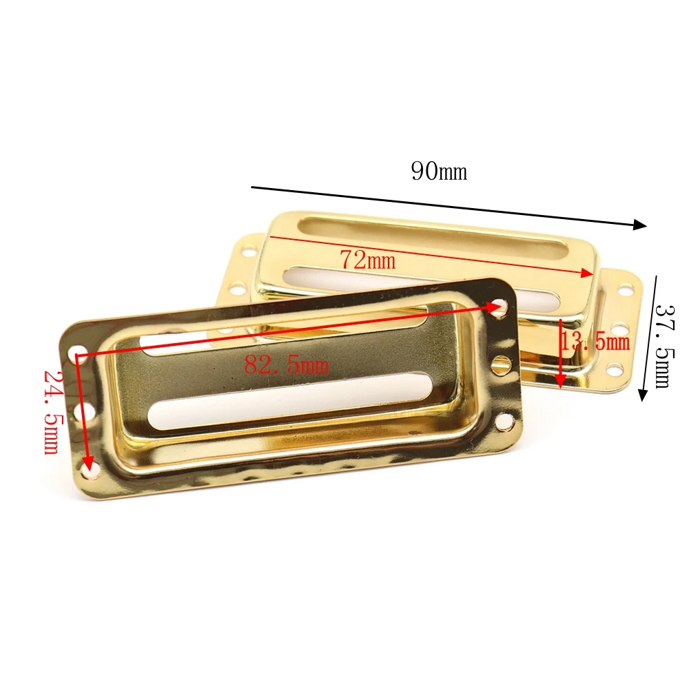 2pcs Guitar Pickup Cover, Two Slot Metal Case Brass Humbuckers for Electric Guitars Gold/Sliver