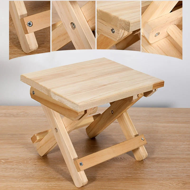 Sgabello pieghevole in legno mobili in legno massello sedile portatile per attesa in linea sgabello da esterno per interni E12164 rispettoso dell'ambiente