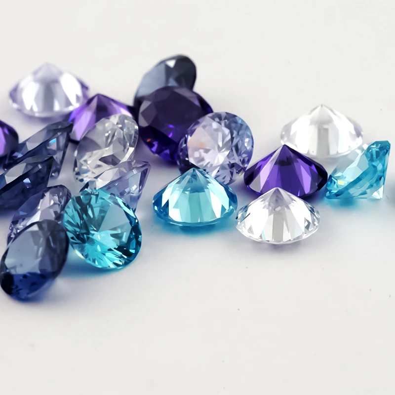 1~12mm 5A Runde Lose Zirkonia-Steine Weiß Lavendel Violett Tansanit Meerblau Mix 5 Farben CZ Edelsteine für Schmuckherstellung – Detail 8