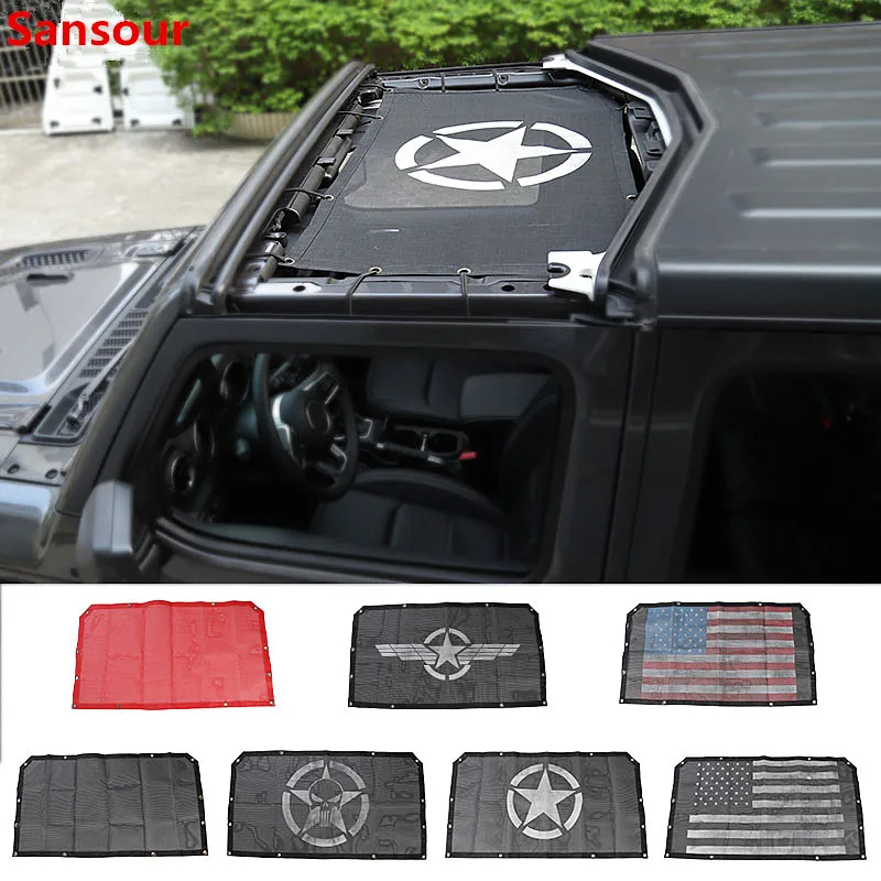 

Sansour Car Top Sunshade Cover for Jeep Wrangler JL 2018+ Roof Anti UV Sun Protection Mesh Net for Jeep JL Wrangler Accessories