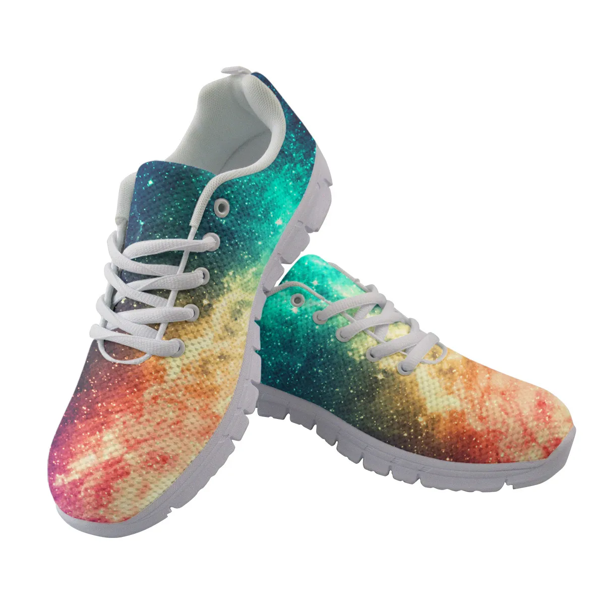 

Spring Sneakers with Pretty Colorful Galaxy Print Shoes Womens Flats Lace-Up Platform Girls Mesh Footwear Comfortable