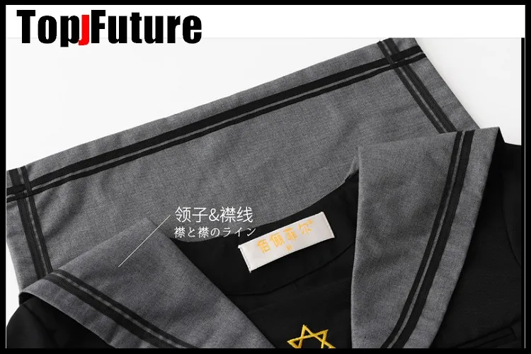 Jk uniforme seis estrelas jk uniforme feminino primavera e verão ortodoxo original preto médio terno de manga curta terno marinheiro