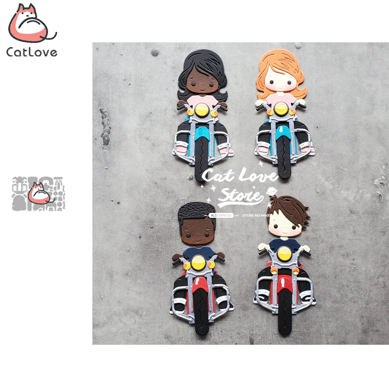 Catlove Riding a motorcycle Metal Cutting Dies Scrapbooking Stencil Die Cuts Card Making DIY Craft Embossing New Dies For 2020