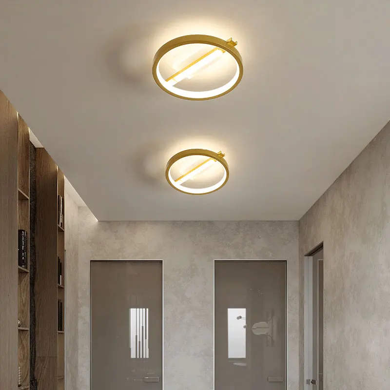 Moderne LED Runde Decke Lichter Für Flur Korridor Schwarz Gold Glanz Wohnzimmer Esszimmer Küche 110V 220V leuchte Lampen