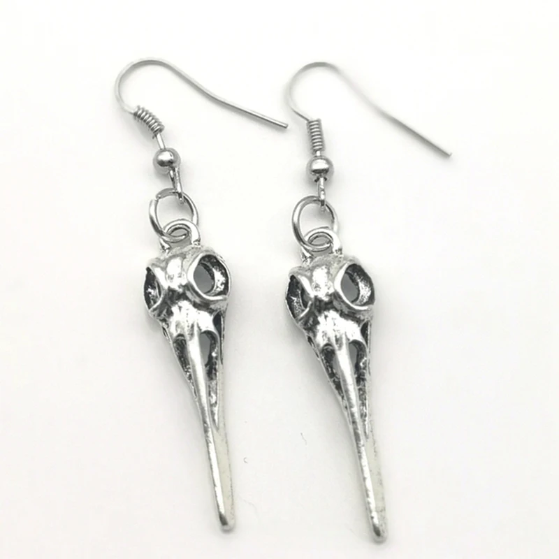 2021 The New Bird Skull Earrings, Gothic Pendant Long, Five-Pointed Star, Crow Skull Earrings, Halloween Gift