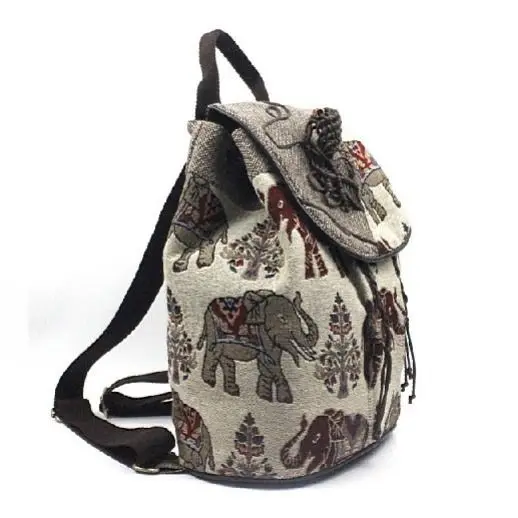 Bohemian cotton and linen school bag travel backpack student school bag woven shoulder bag Canvas Backpack Women Sac A Dos Femme