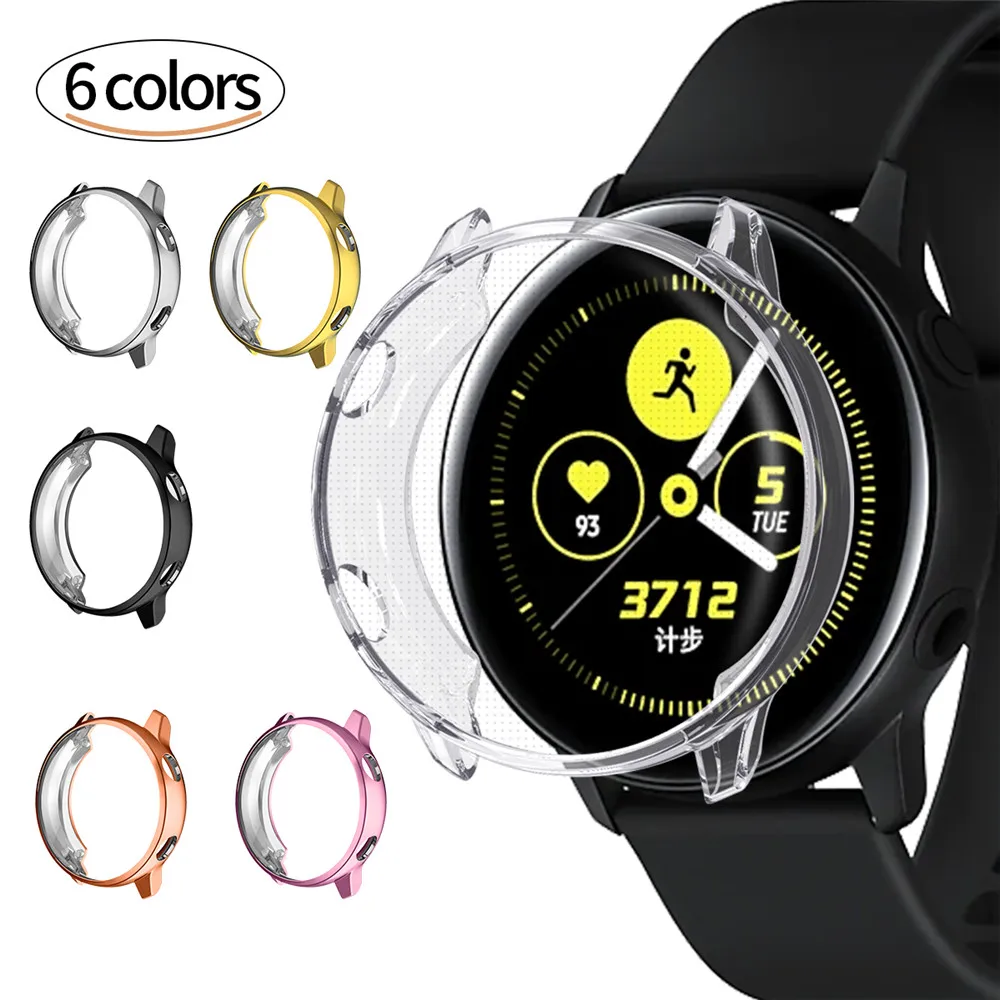 Funda protectora de pantalla suave para Samsung Galaxy Watch Active 2, funda completa de TPU fina de 40mm y 44mm, accesorios de parachoques