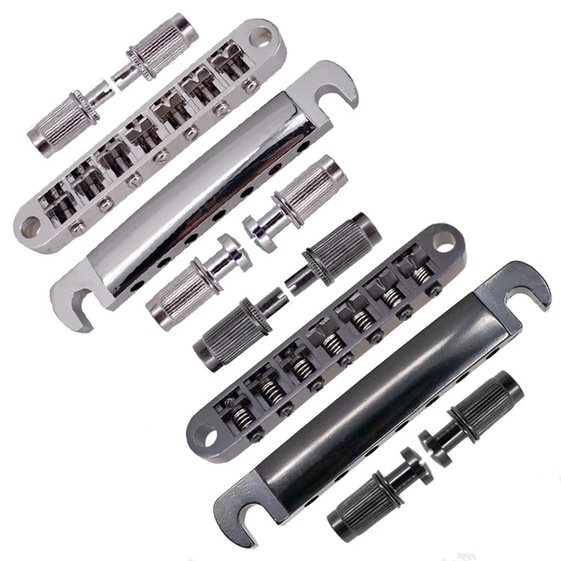 

A Set 7 Strings Bridge And Tailpiece For Electric Guitar Chrome And Black For Choose Musical Instrument Accessories Parts