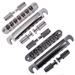 A Set 7 Strings Bridge And Tailpiece For Electric Guitar Chrome And Black For Choose Musical Instrument Accessories Parts