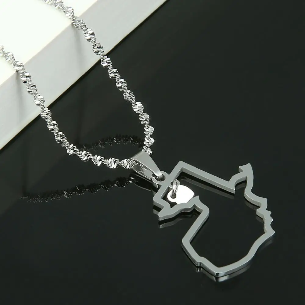 Stainless Steel Silver Color Guatemala Map Pendant Necklace Trendy Map of Guatemala Heart Jewelry