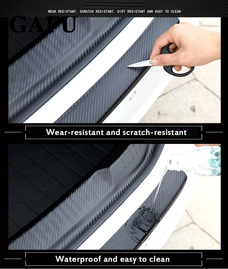 For Chery Tiggo 4 5X 2019 2020 2021 Accessories Carbon Fiber PU Inner Rear Bumper Protection Sticker Plate Decorator