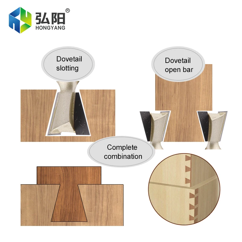 1 Uds. Cuchillo de cola de milano con mango de 1/2 "y 1/4", cuchillo ranurado para gabinete con fresa de 2 bordes, tallado de carburo de tungsteno para carpintería MDF