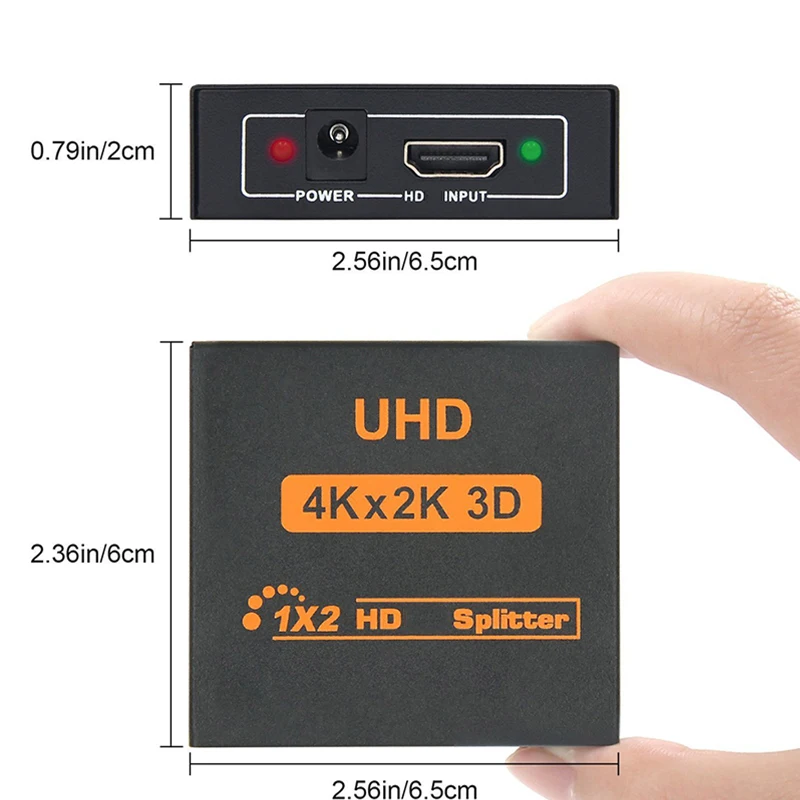 4K Splitter UHD 3D HDMI-compatible Splitter HD 1X2 1080P Switch Split 1 in 2 out Switcher Repeater for HDTV DVD PS3/4 Xbox PC