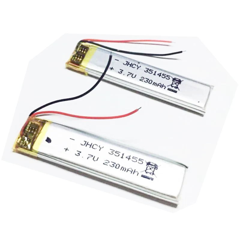 High Quality 351455 3.7v 230mAh Rechargeable Lithium Li-po Li-polymer Li Ion Recorder Battery Accumulator AKKU