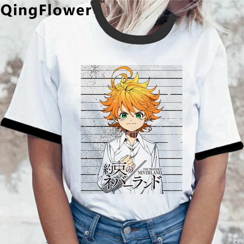 Janpan Anime The Promised Neverland Emma Norman Ray T-shirt Harajuku Graphic Tshirt Unisex Kawaii T Shirt Hip Hop Top Tees Male