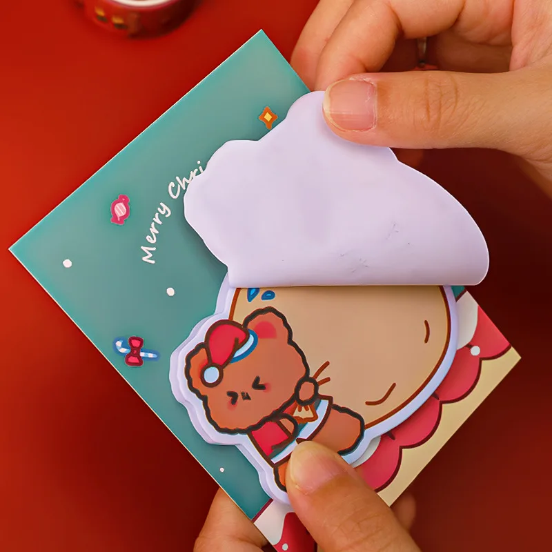 30 Sheets Christmas Cute Memo Pad Stickers Student Message Sticky Notes Paper Can Be Pasted Decorative Office Stationery Memo