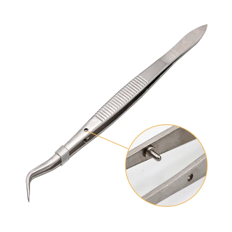 1pc Dental Surgical Tweezers Stainless Steel Serrated Curved Tweezer Pincers Forceps 4/Four Sizes Teeth Whitening Dentist Tools