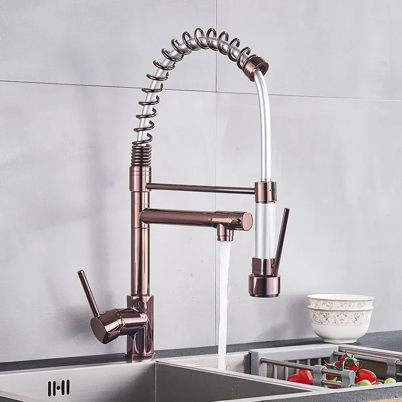 Senlesen Kitchen Spring Faucet W/Pull Down Sprayer 360 Rotation Desk Mounted Single Handle Hot and Cold Water Mixer Sink Tap