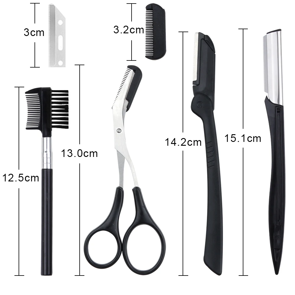 4/6/8/11Pcs Eyebrow Cutters Woman Eye Brow Trimmer Scissors Brow Comb Face Shaver Hair Removal Razor Tweezers Eyelash Brush