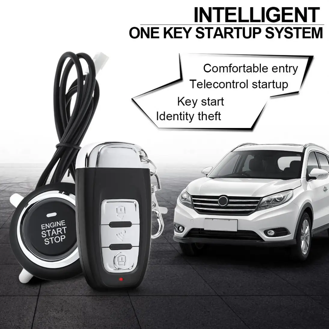 PKE 433MHz Car Smart Alarm Remote Initiating System Start Stop Engine System with Auto Central Lock and Keyless Entry