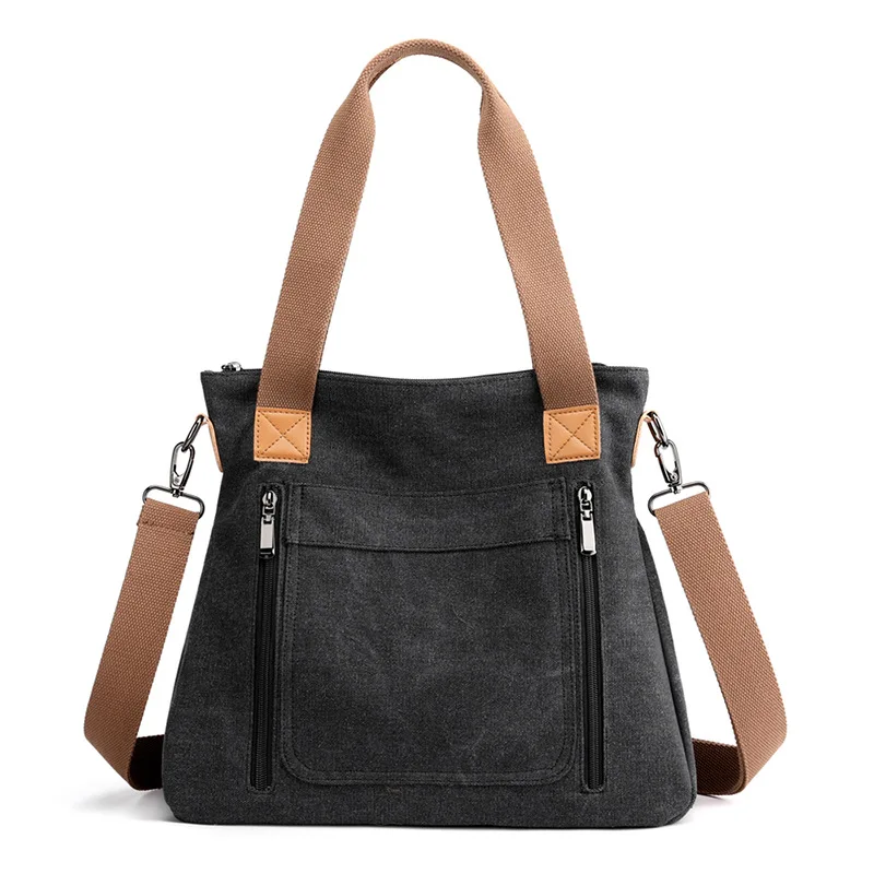 Bolso Choulder de lona para mujer, bolsa cruzada de gran capacidad, informal, a la moda