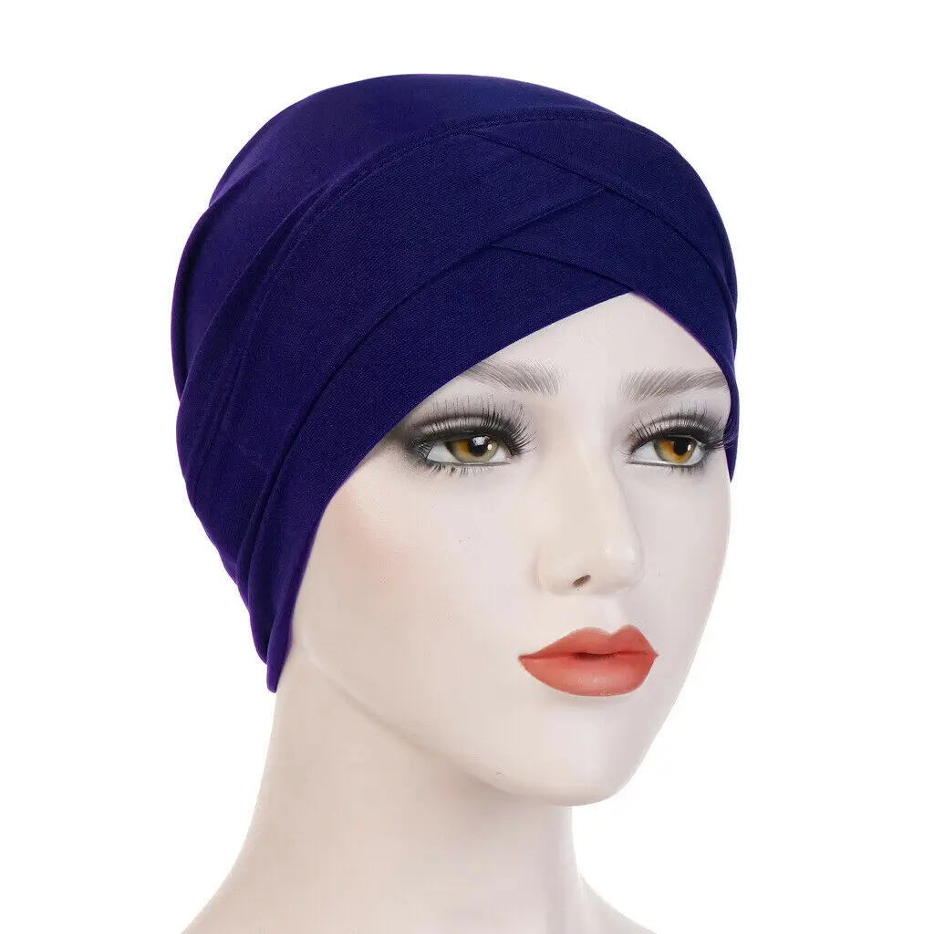 Chapéu turbante hijab feminino indiano, cachecol para cabeça e perda de cabelo, touca de quimioterapia com muçulmano, chapéu elástico