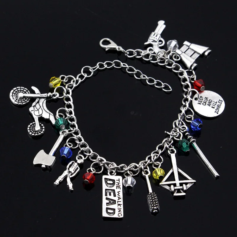 The Walking Dead Charm Pendant Bracelet Punk Style Charm Bracelet Zombie and Hat Bracelet For Fans Child Gifts