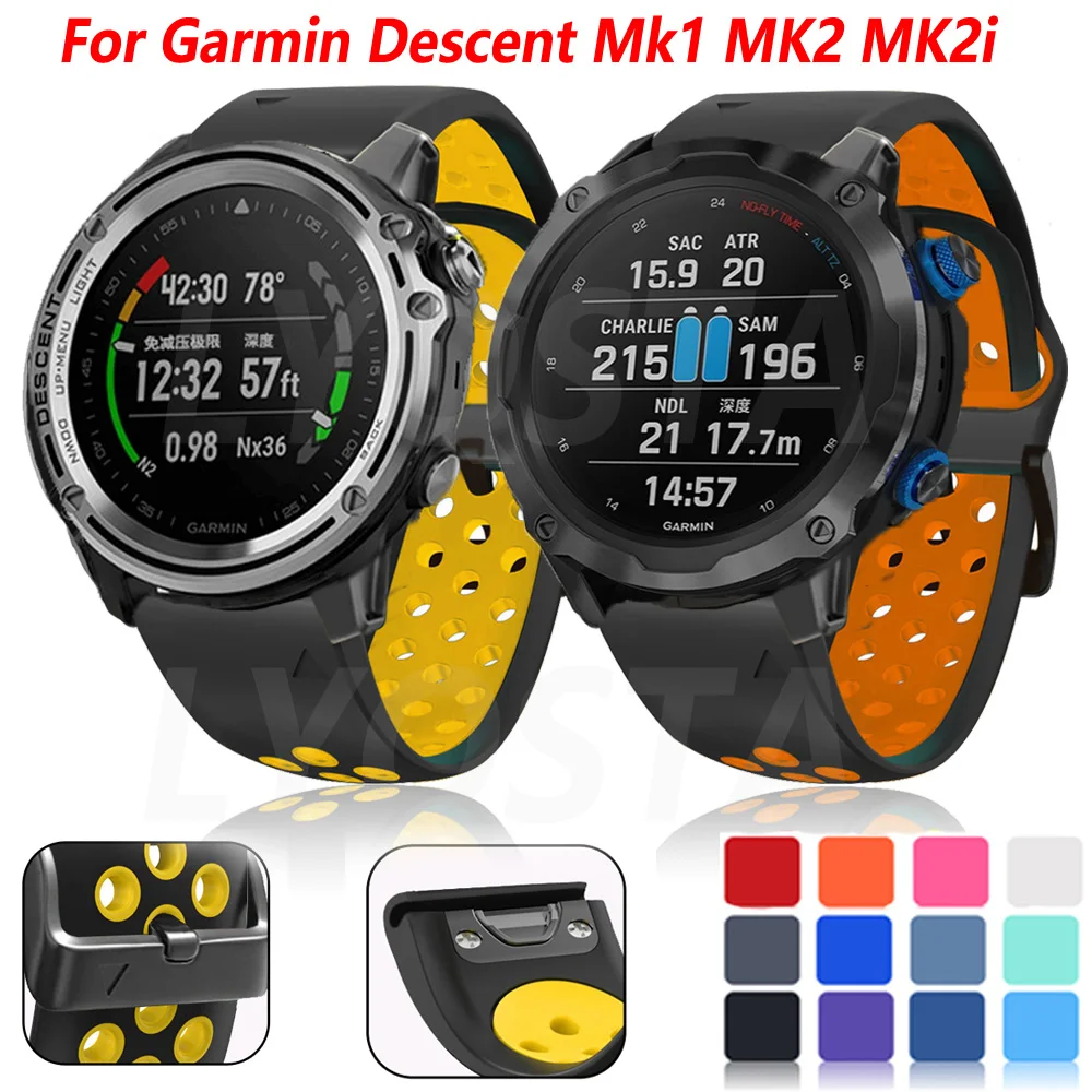 22 26มม.ซิลิโคนสายคล้องคอสำหรับ Garmin Fenix 7 7X 6X 6Pro 5 5X Plus/Descent Mk2i MK2 D2สมาร์ทสร้อยข้อมือ Correa