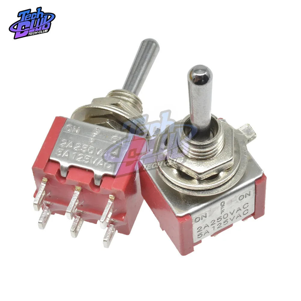 MTS-223/202 Mini Toggle Switch ON-ON ON-OFF-ON 125V/5A 250V 2A/3A 6 Pin 2/3 Position Copper/Silver Contact