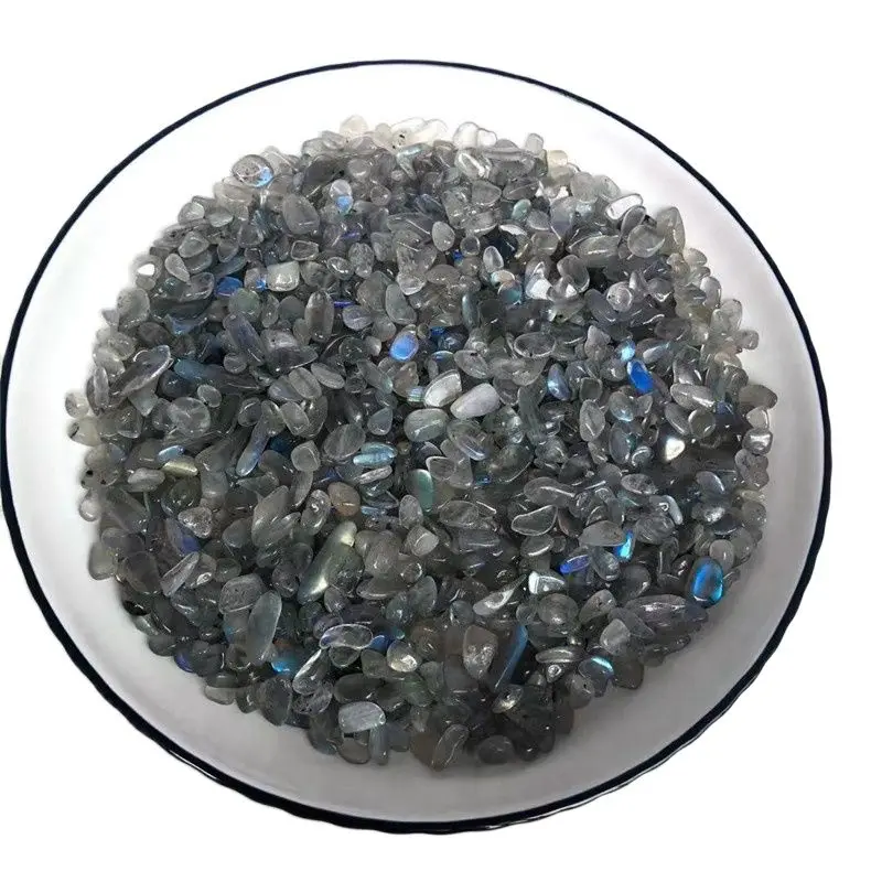 Healing crystals chips natural blue flash Labradorite crystal gravels for Garden decoration