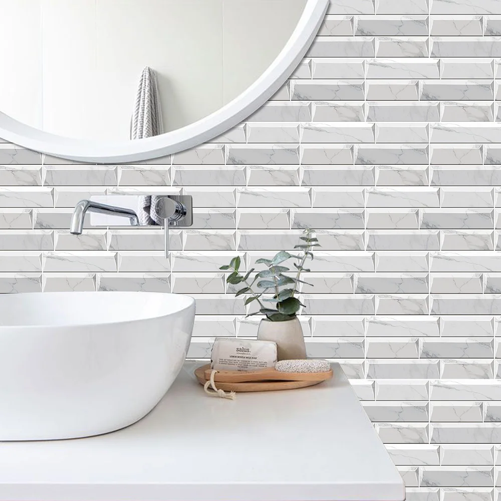 European-style retro white-grained diamond brick tile sticker wall sticker decorative wallpaper renovation waterproof and moistu