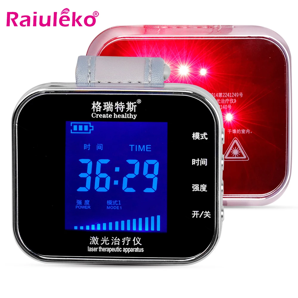 

650nm Laser Therapy Watch Diabetic Wrist Watch LLLT For Rhinitis Thrombosis Cholesterol Hypertension Treatment Laser Therapy