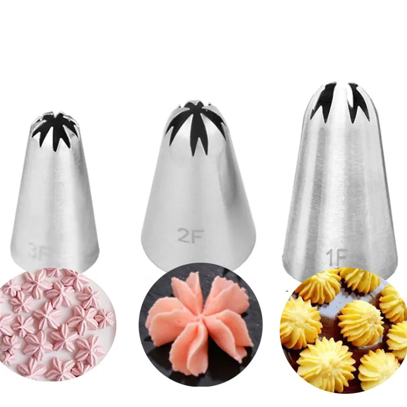 3pcs #1F#2F#3F Cherry Flower Cake Tips Set Cream Decoration Nozzle Icing Piping Pastry Nozzles Cupcake Decorating Tools Bakeware