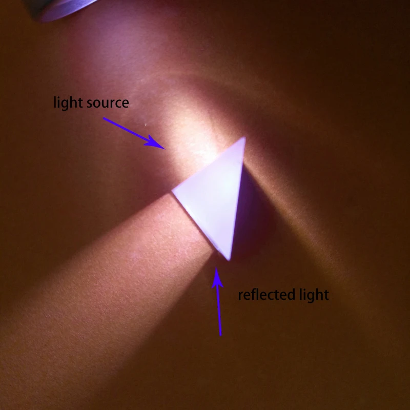 Imagem -03 - Prisma de Reflexão Interna de Ângulo Reto de 10 mm Vidro Óptico Teste de Experimento Prisma Triangular Espelho Aluminizado Prismas Pretos