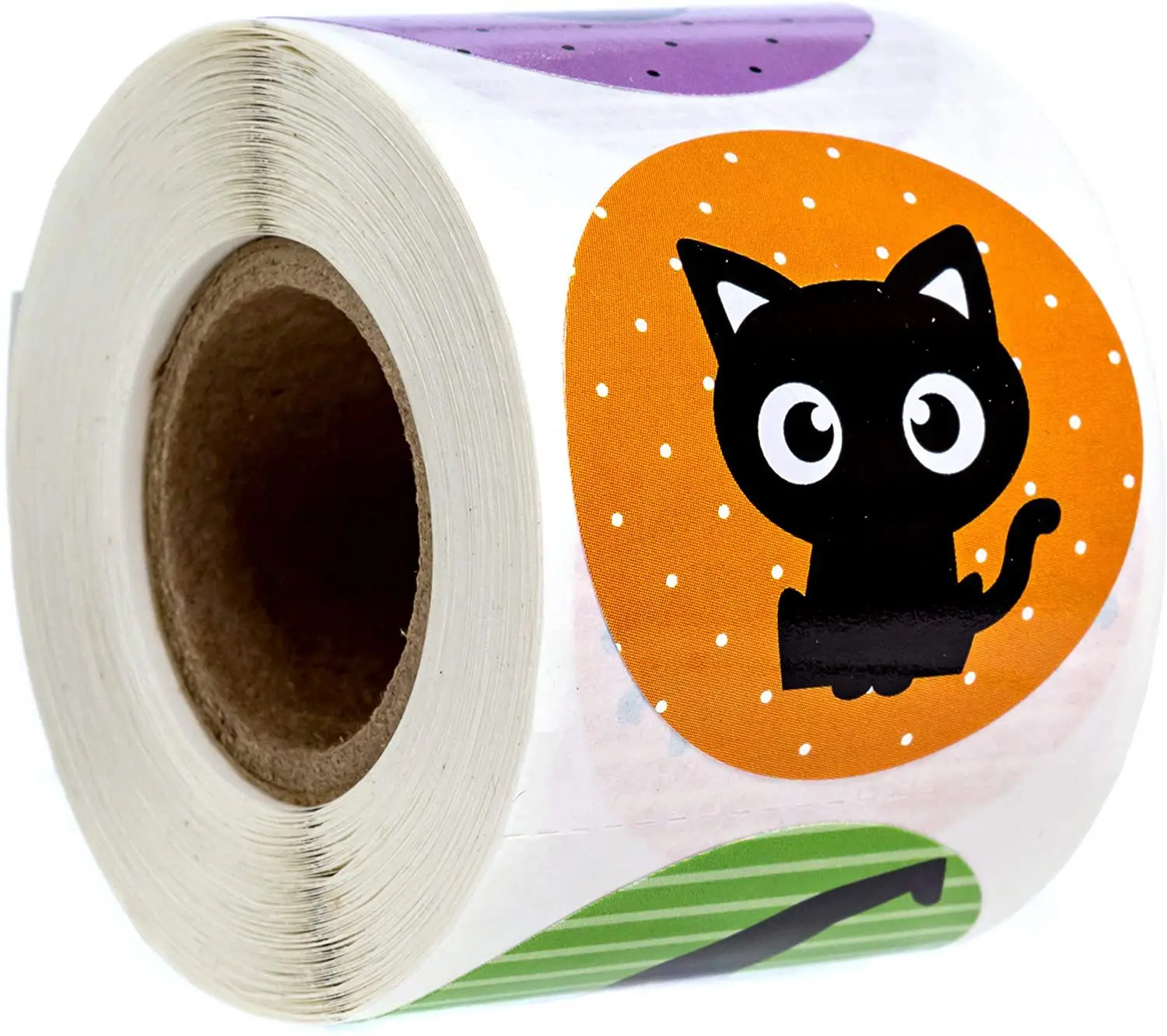 100–500 Stück Halloween schwarze Fledermaus DIY runde Aufkleber Versiegelung Verpackung Aufkleber Halloween Geschenk Dekoration 8 gruselige Designs – Detail 6