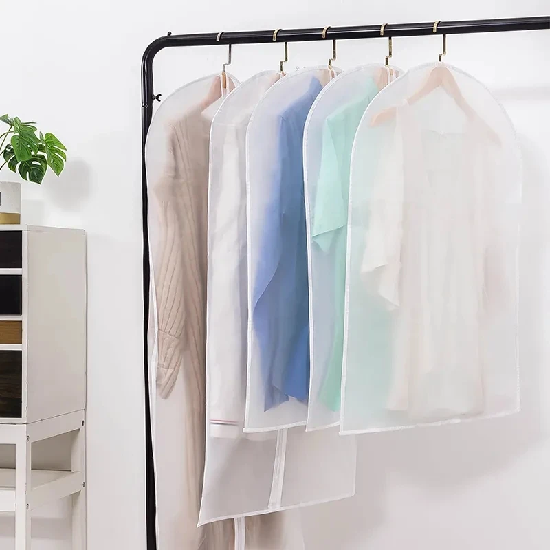 

5 Pieces/Lot Clothes Dust Cover Transparent Suit Garment Hanging Bag Wardrobe Coat Protective Case Washable Clothing Dust Bag