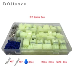 1 Box 87 Pcs 2 3 4 6 Pin 2.2 Series Waterproof Wiring Plug Green Male Female Connector Car Reversing Radar Harness Socket